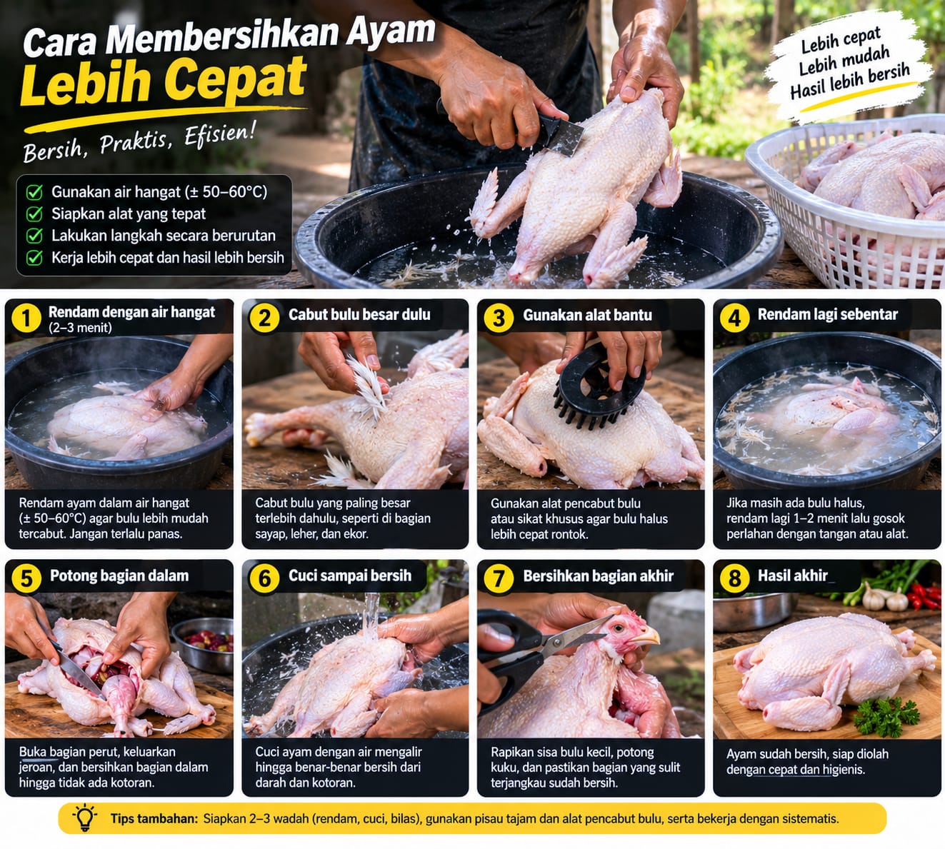 cara membersihkan ayam lebih cepat